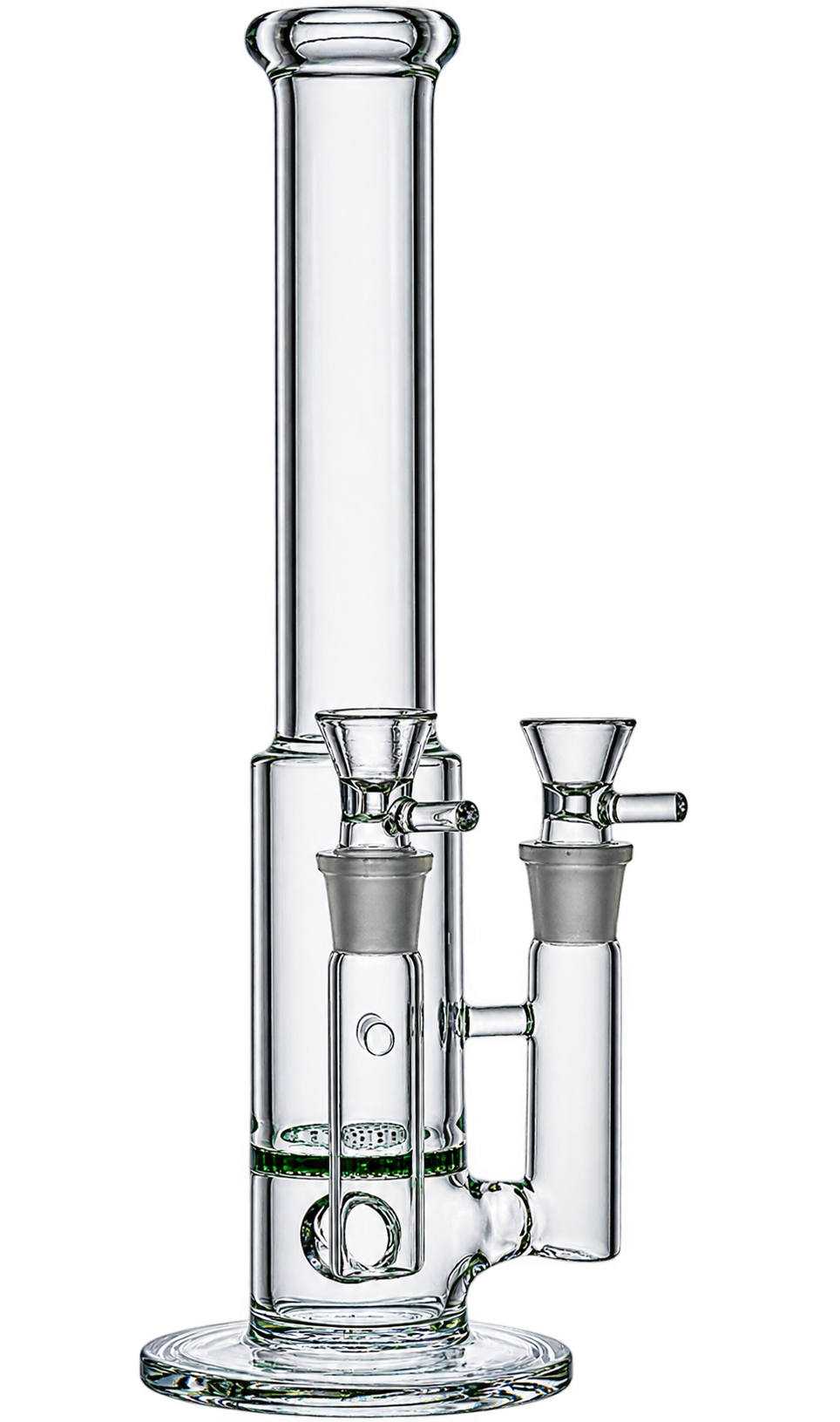 RORA Honeycomb Glass Bong 18mm Twin Joint Water Pipe Percolator Recycler Handmade Two Bowl Glass Water Pipe