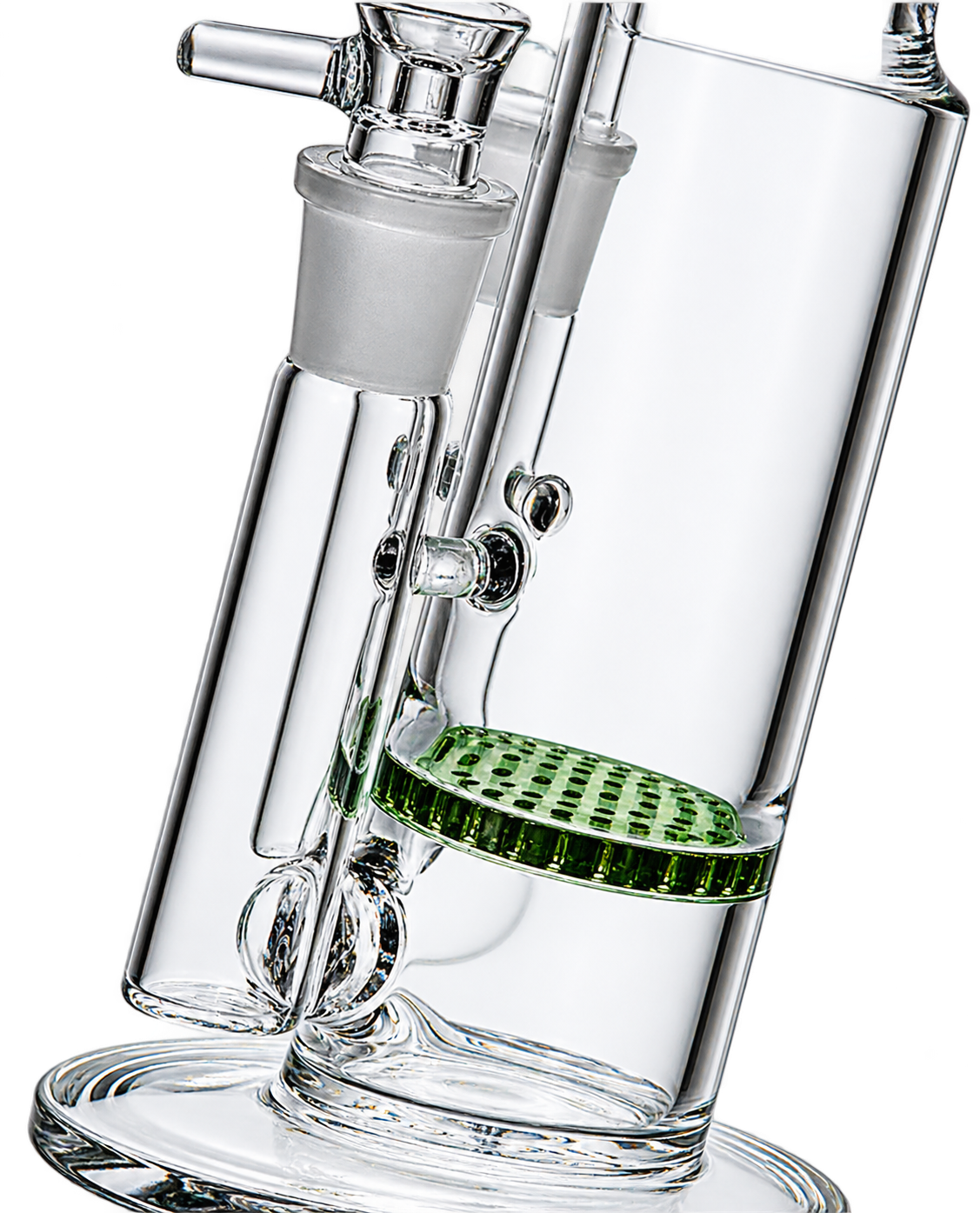RORA Honeycomb Glass Bong 18mm Twin Joint Water Pipe Percolator Recycler Handmade Two Bowl Glass Water Pipe